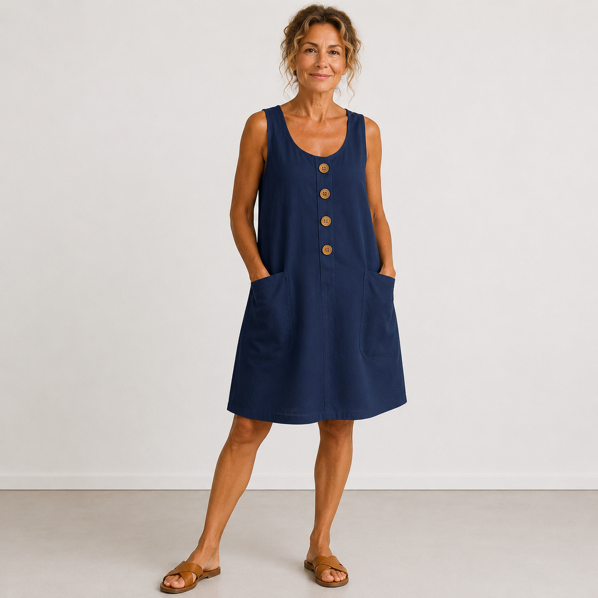 Macey - Vestido de verano de algodón y lino