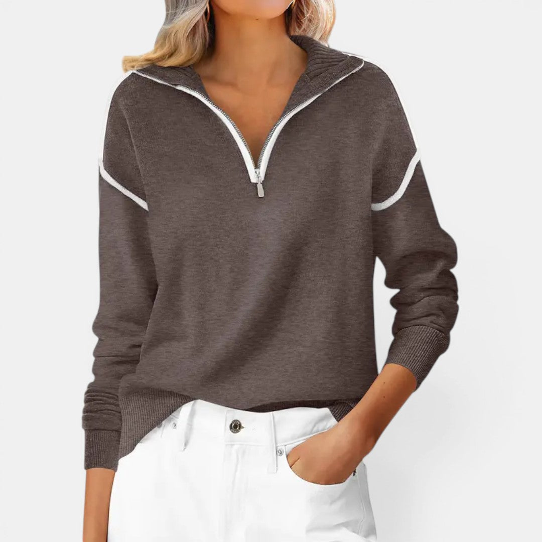 ZIBBY™ – Jersey con Cremallera Corta y Bloques de Color