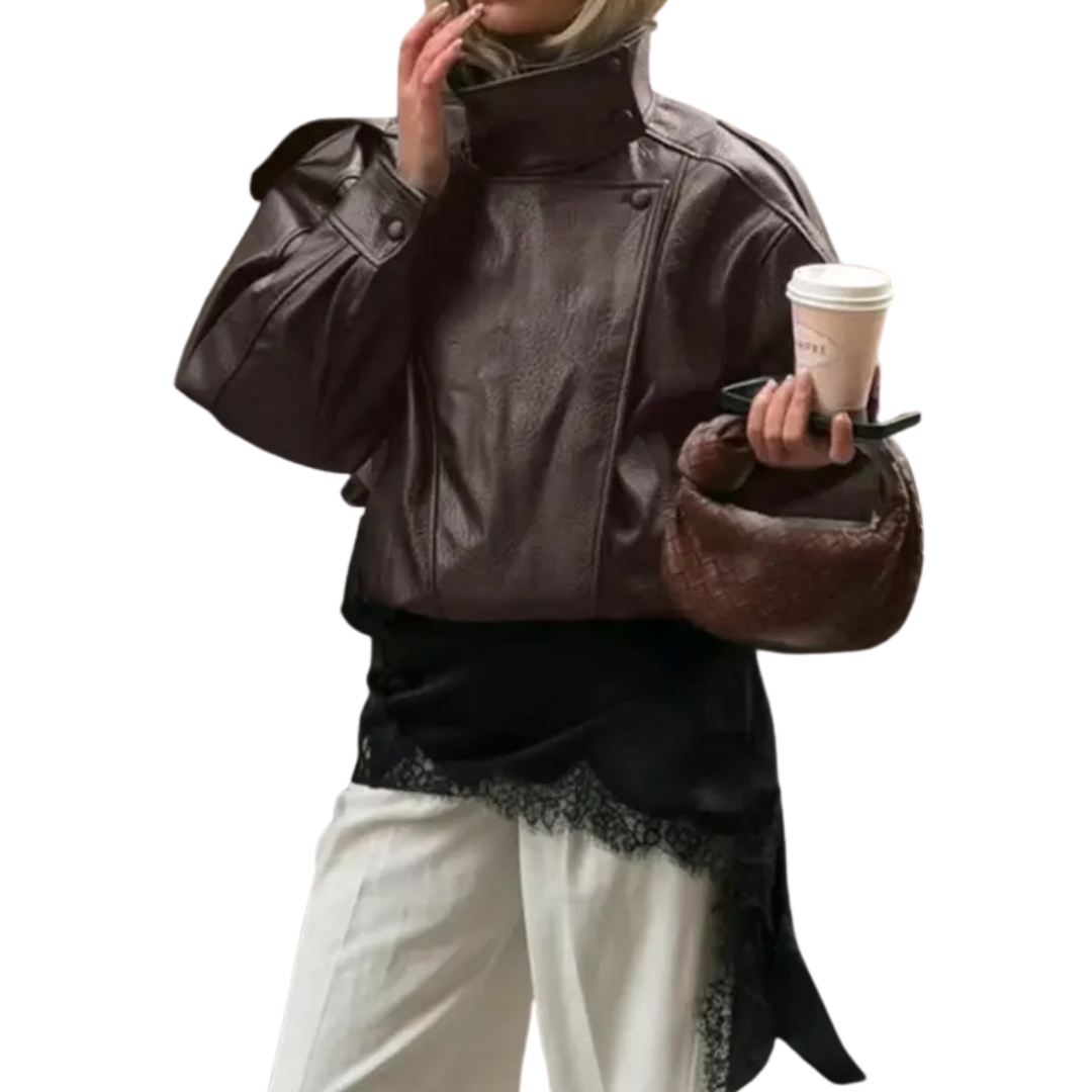 VANYA™: chaqueta de piel vintage con textura de lichi