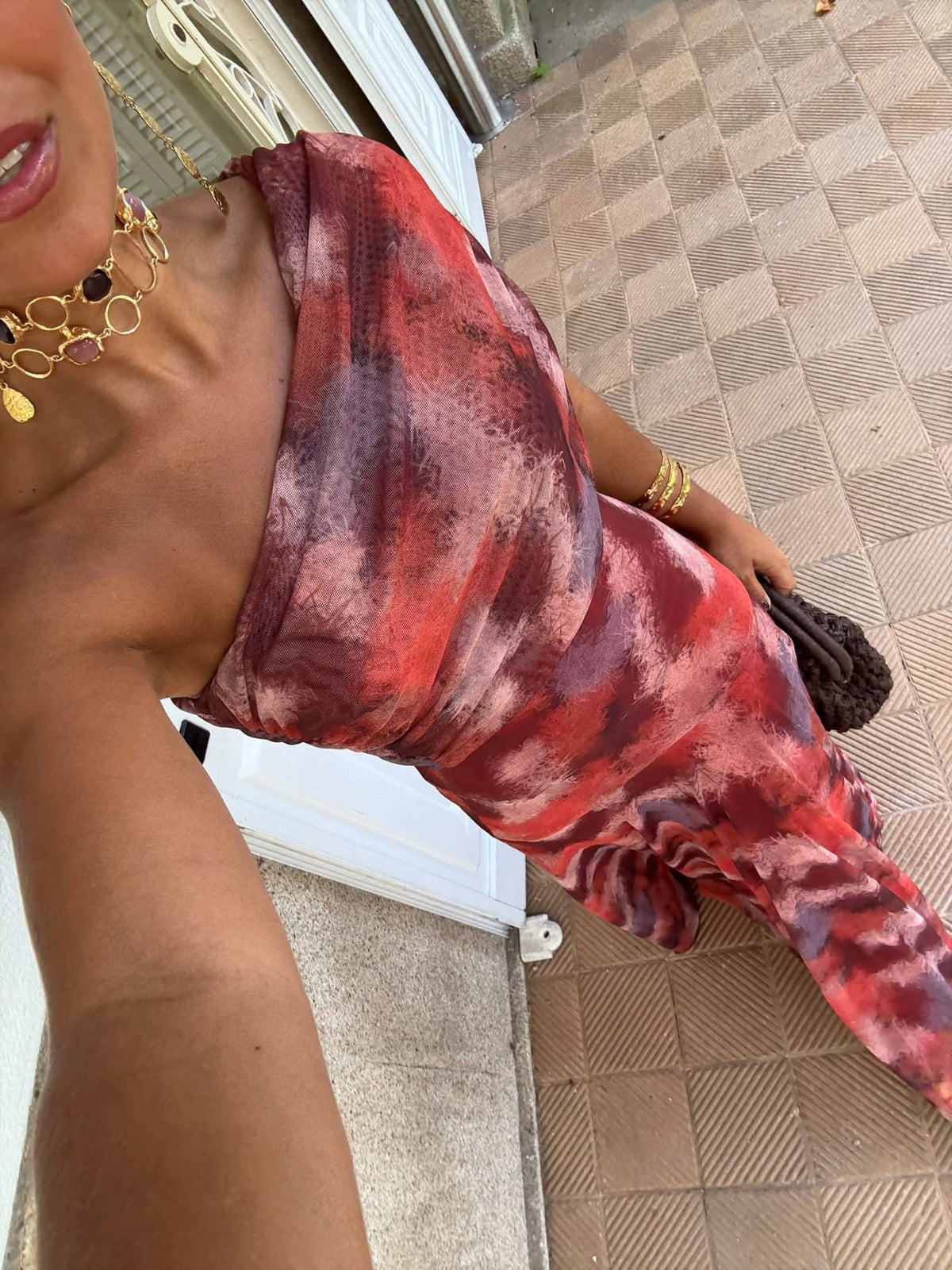 Myrna | Vestido Maxi Estampado de Un Solo Hombro