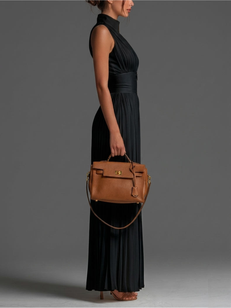 Zsófia Set – Conjunto negro de chiffon plisado • S1