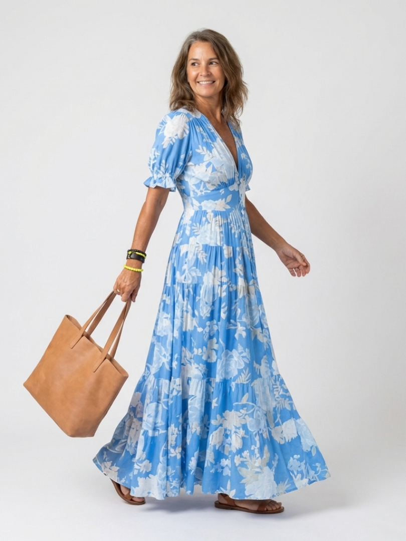 Della | Vestido largo floral con escote en V