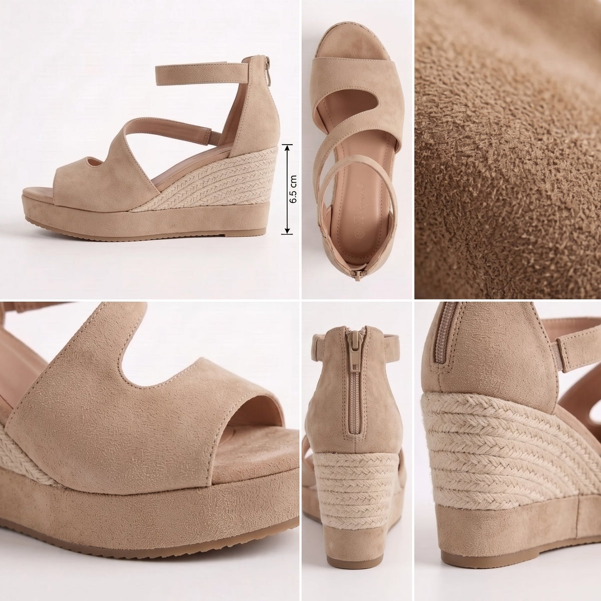 Monica | Sandalia Cuña Estilo Alpargata con Cremallera para Mujer