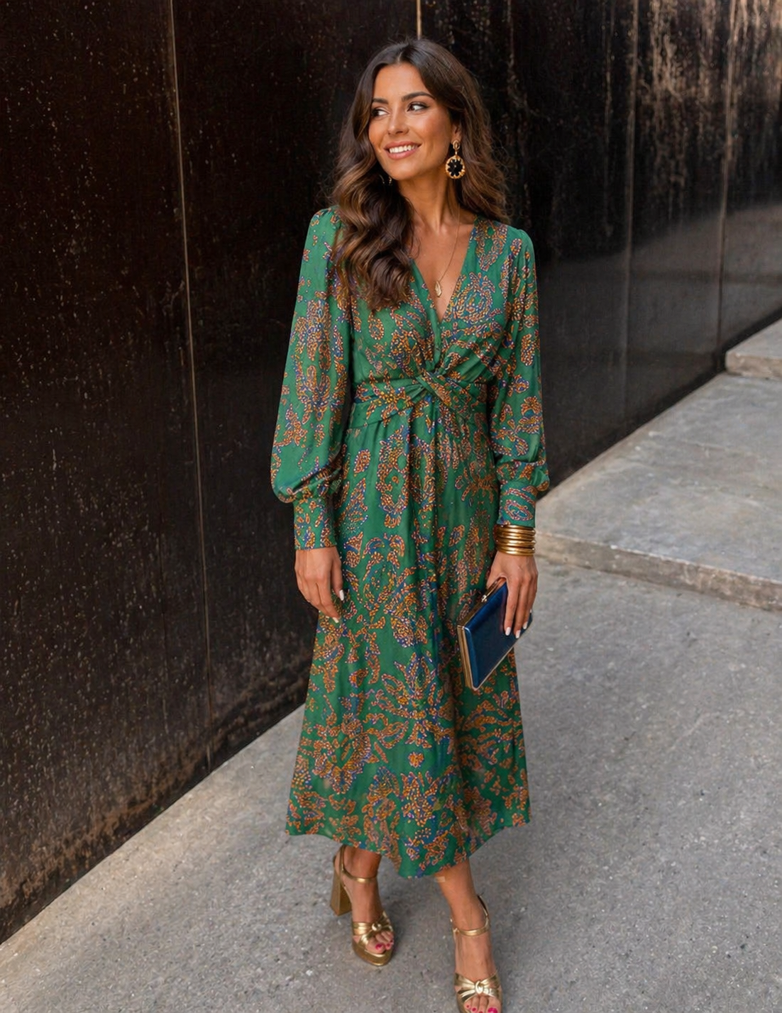 Bridget | Vestido Midi Floral con Nudo Frontal