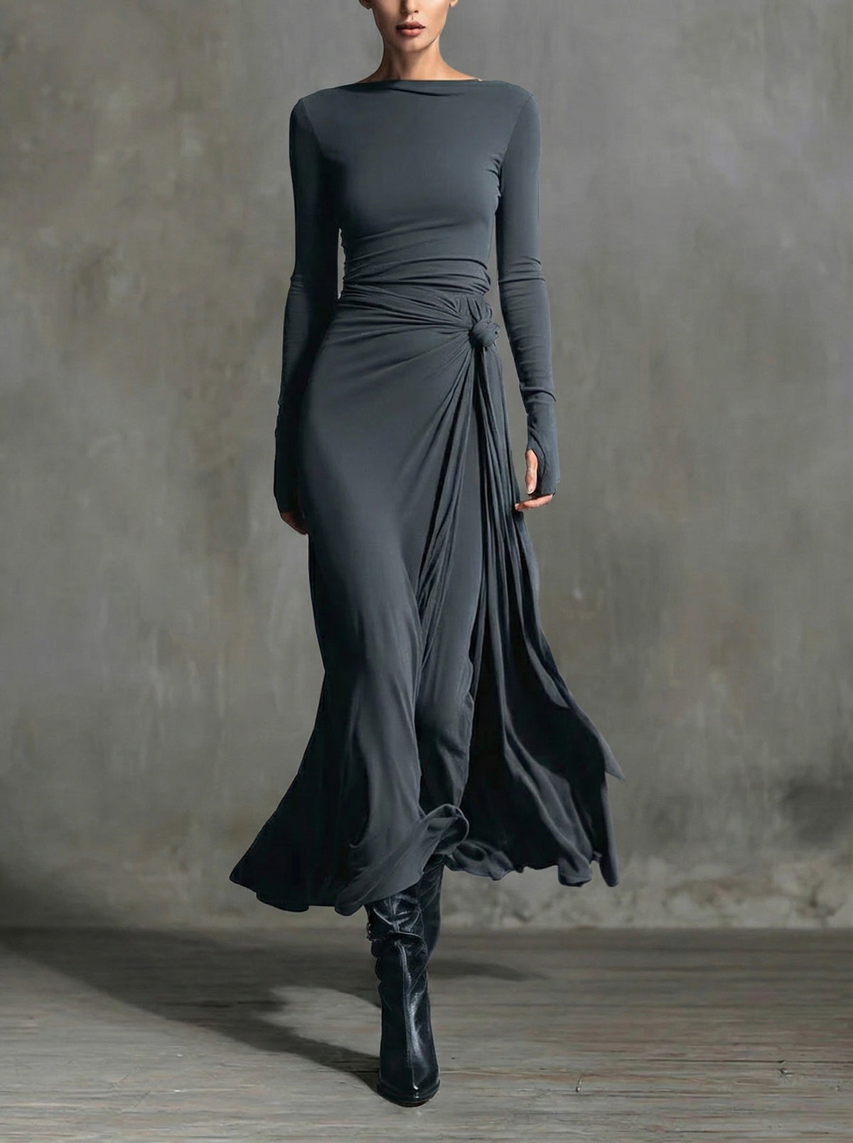 Naiara | Vestido Maxi con Nudo de Seda