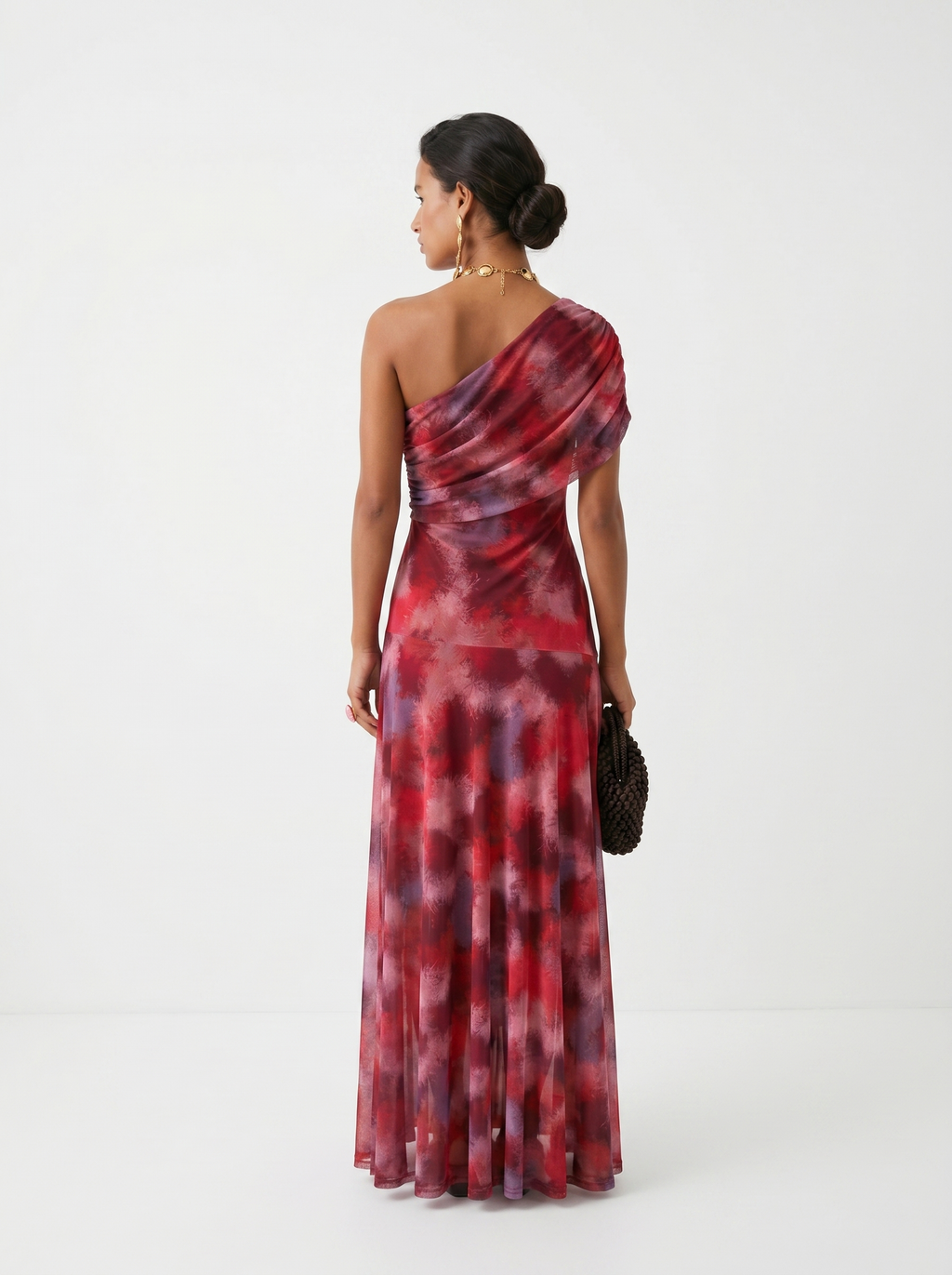 Thea | Vestido largo estampado de un solo hombro