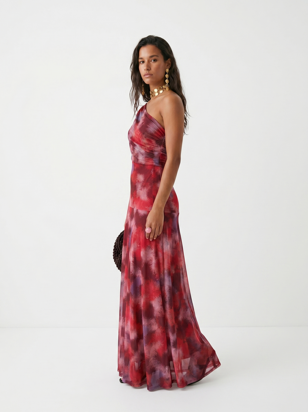 Thea | Vestido largo estampado de un solo hombro