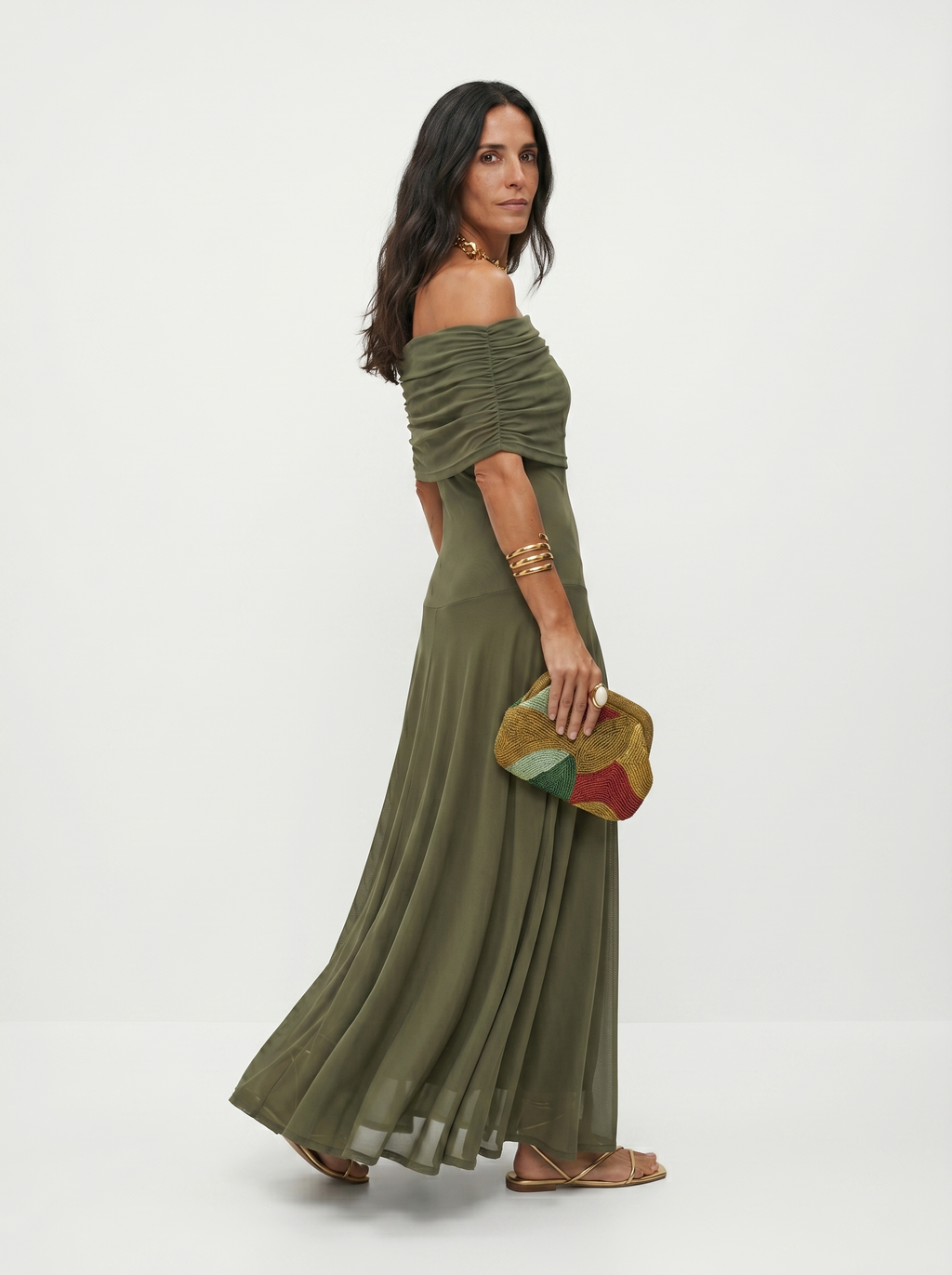 Thea | Vestido largo estampado de un solo hombro