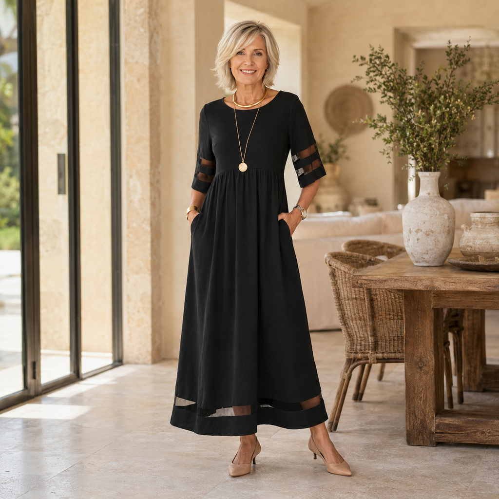 Aubrey | Vestido midi favorecedor que estiliza el abdomen