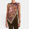 DELWYN™: blusa sin mangas con estampado vintage y borlas