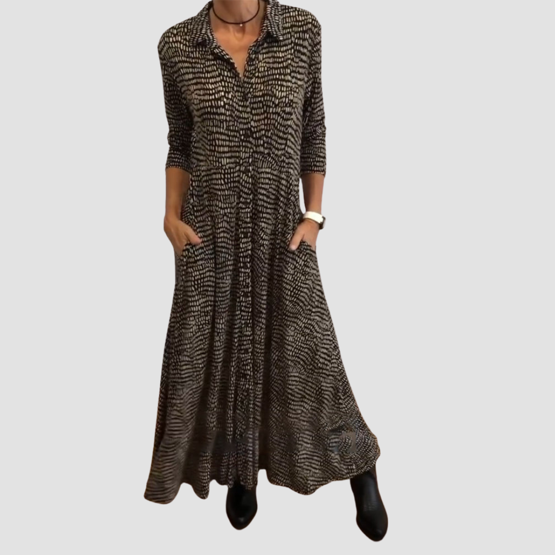 Marvella™ | Vestido Maxi Camisero Fluido
