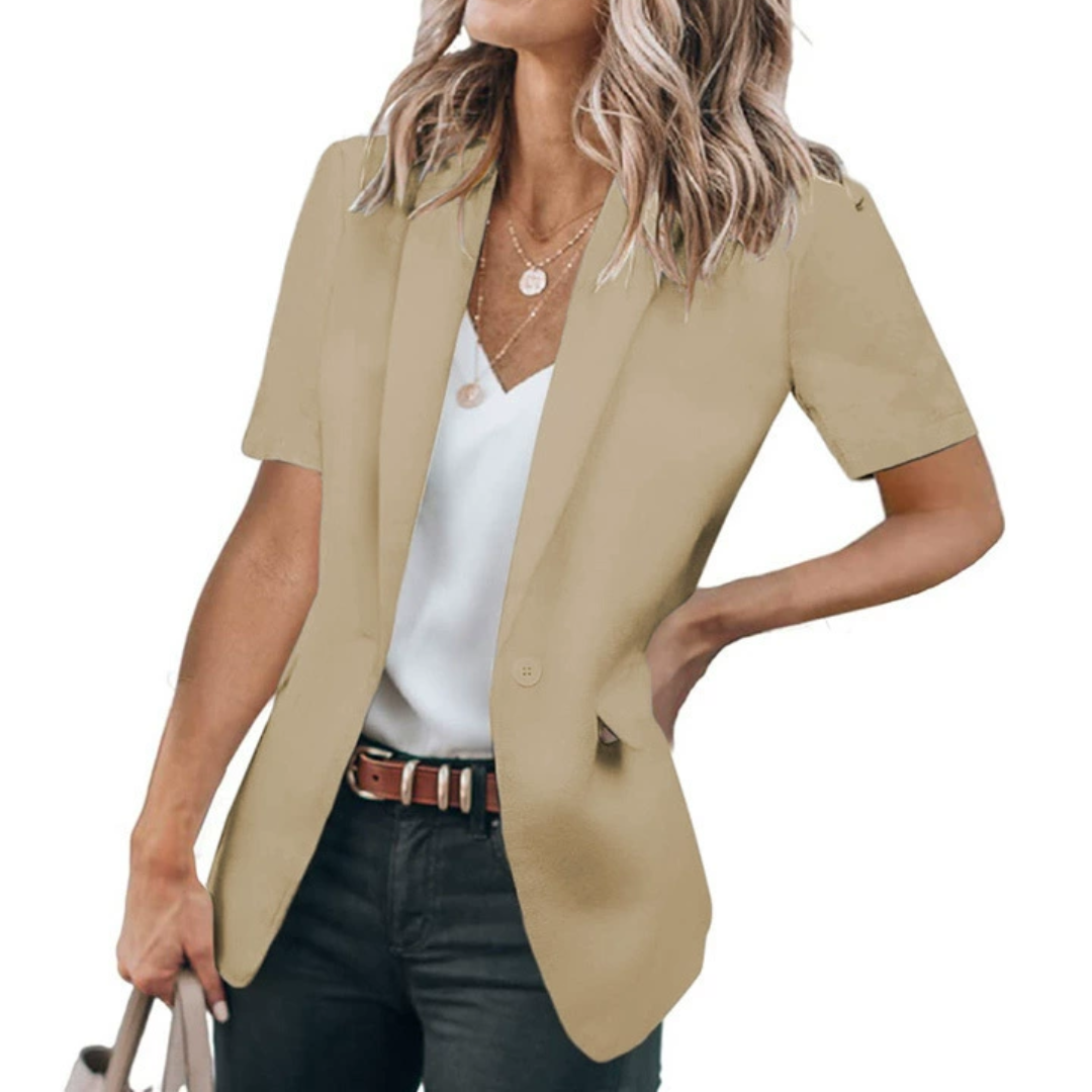 LISANNE™ – Blazer informal de manga corta con acabado cuidado
