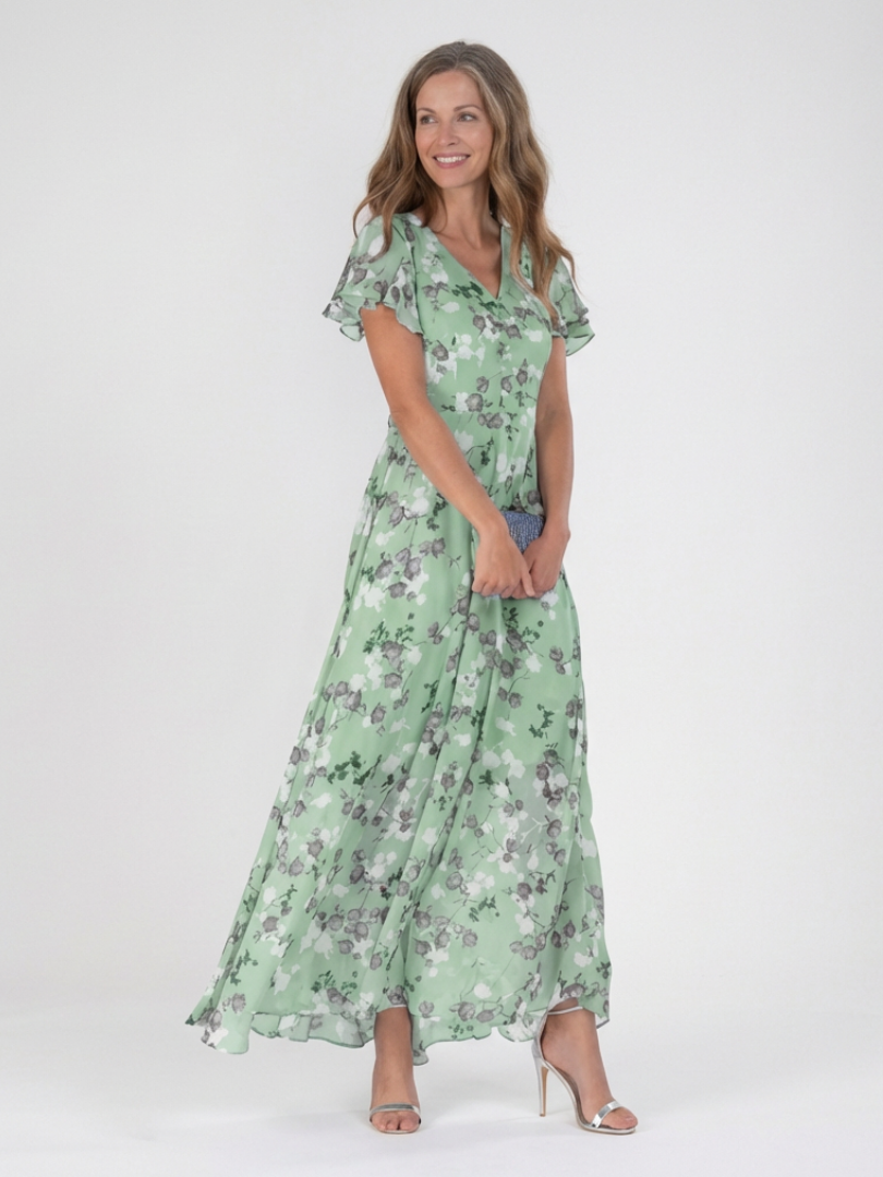 Ismeria | Vestido Maxi de Chifón Floral