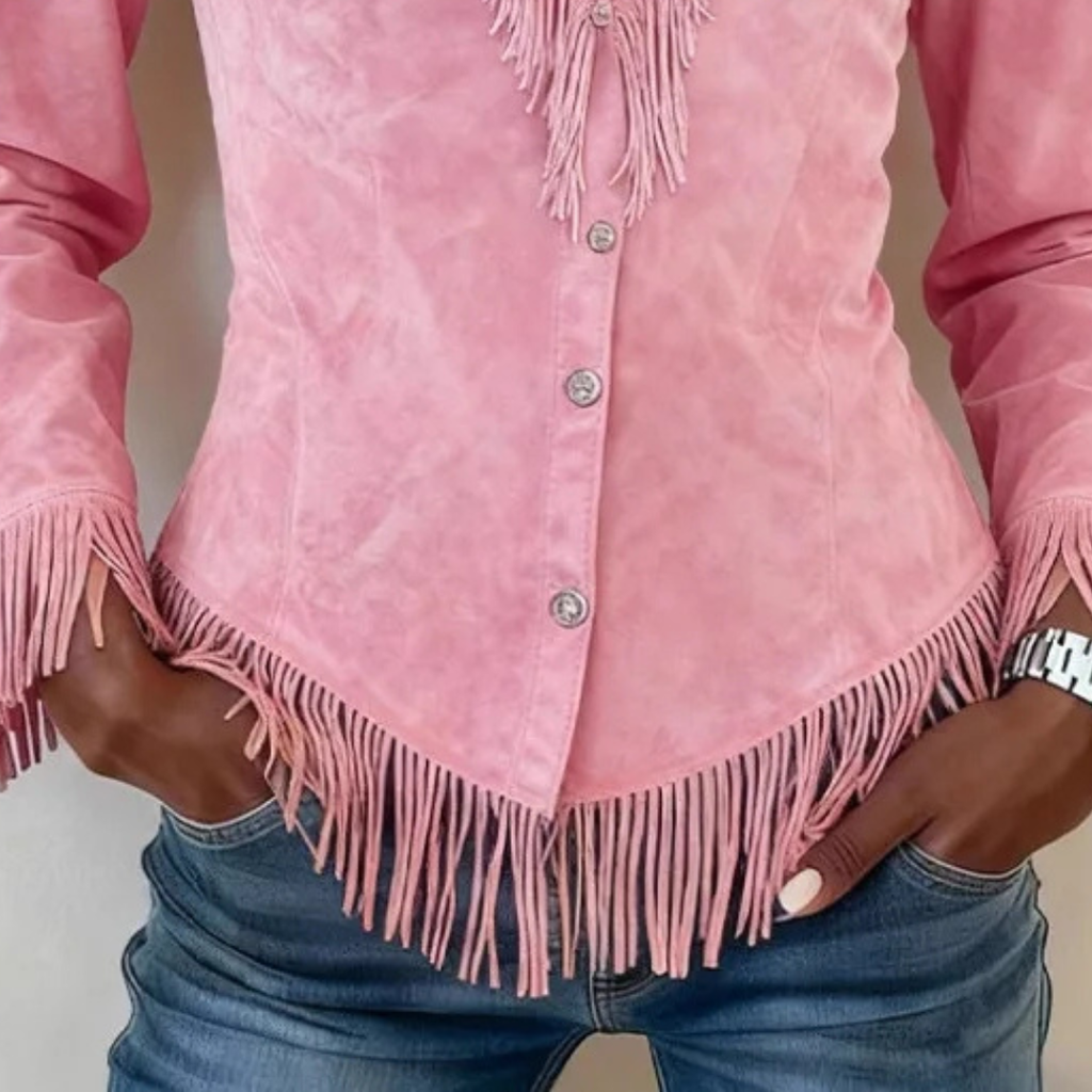 Madeleine │ Blusa de ante con flecos y botonadura