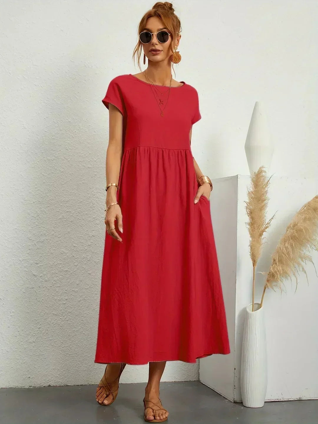 Nerys | Vestido midi blanco transpirable