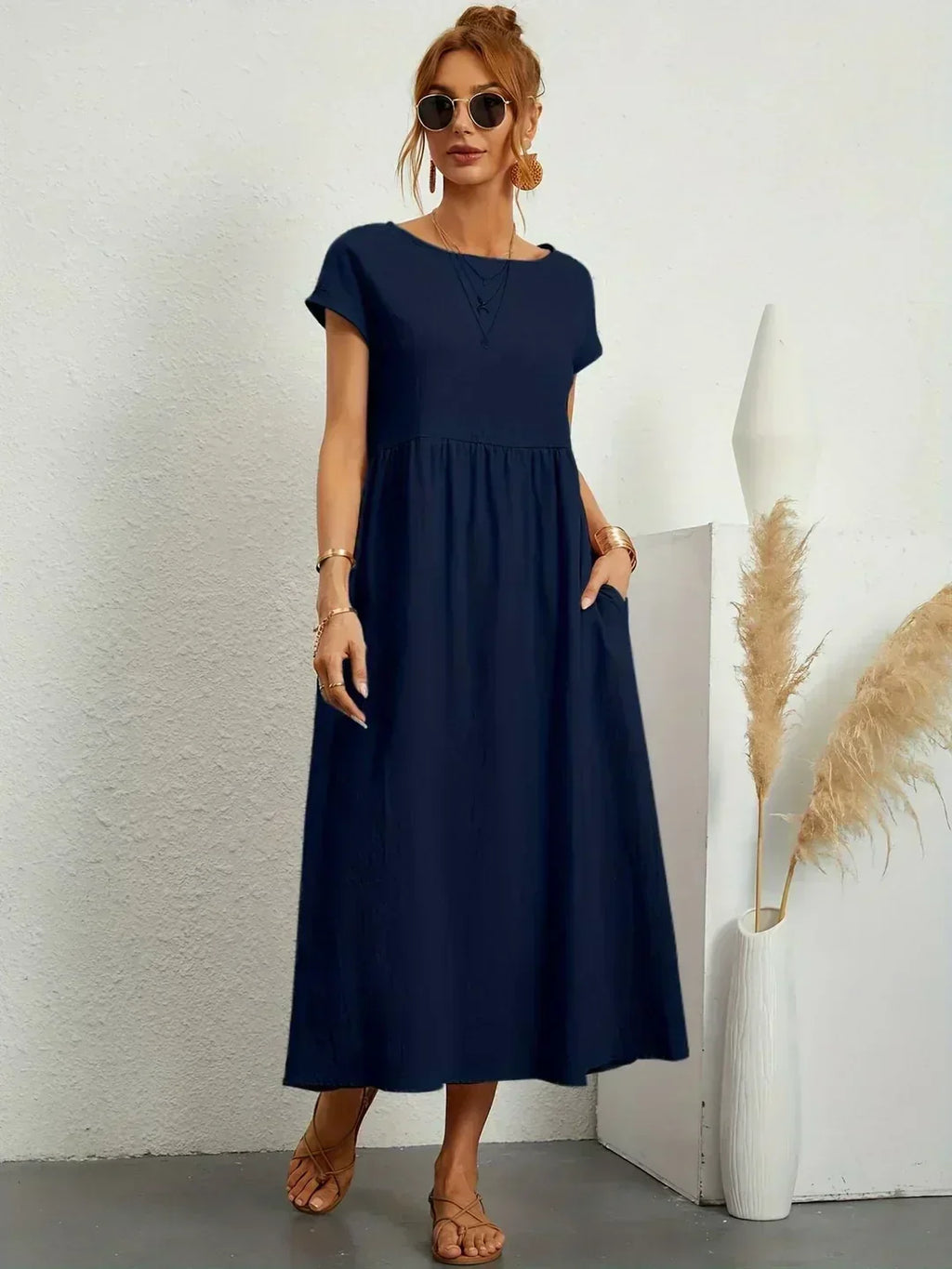 Nerys | Vestido midi blanco transpirable
