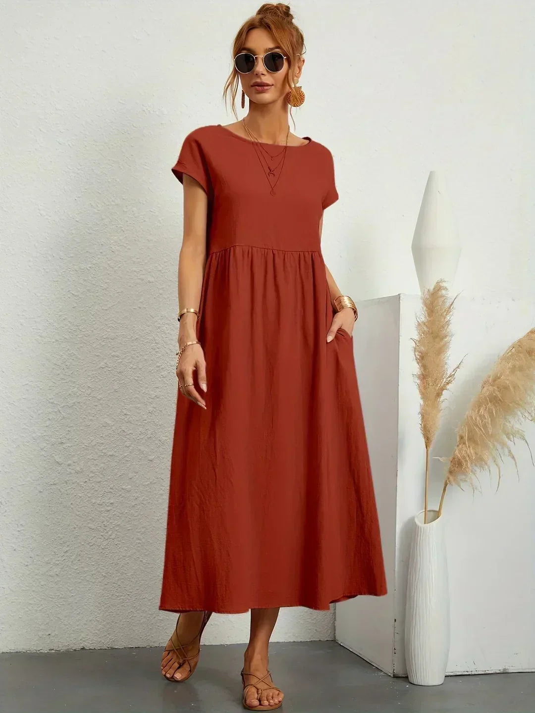 Nerys | Vestido midi blanco transpirable