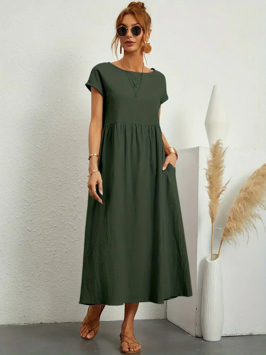 Nerys | Vestido midi blanco transpirable