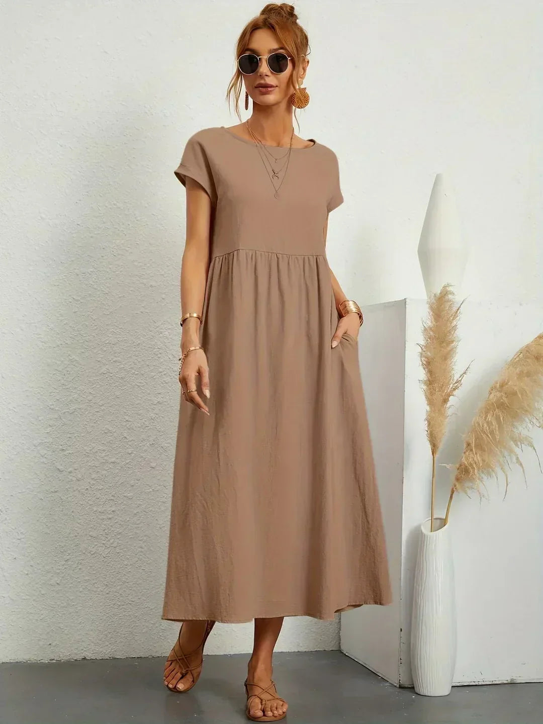 Nerys | Vestido midi blanco transpirable