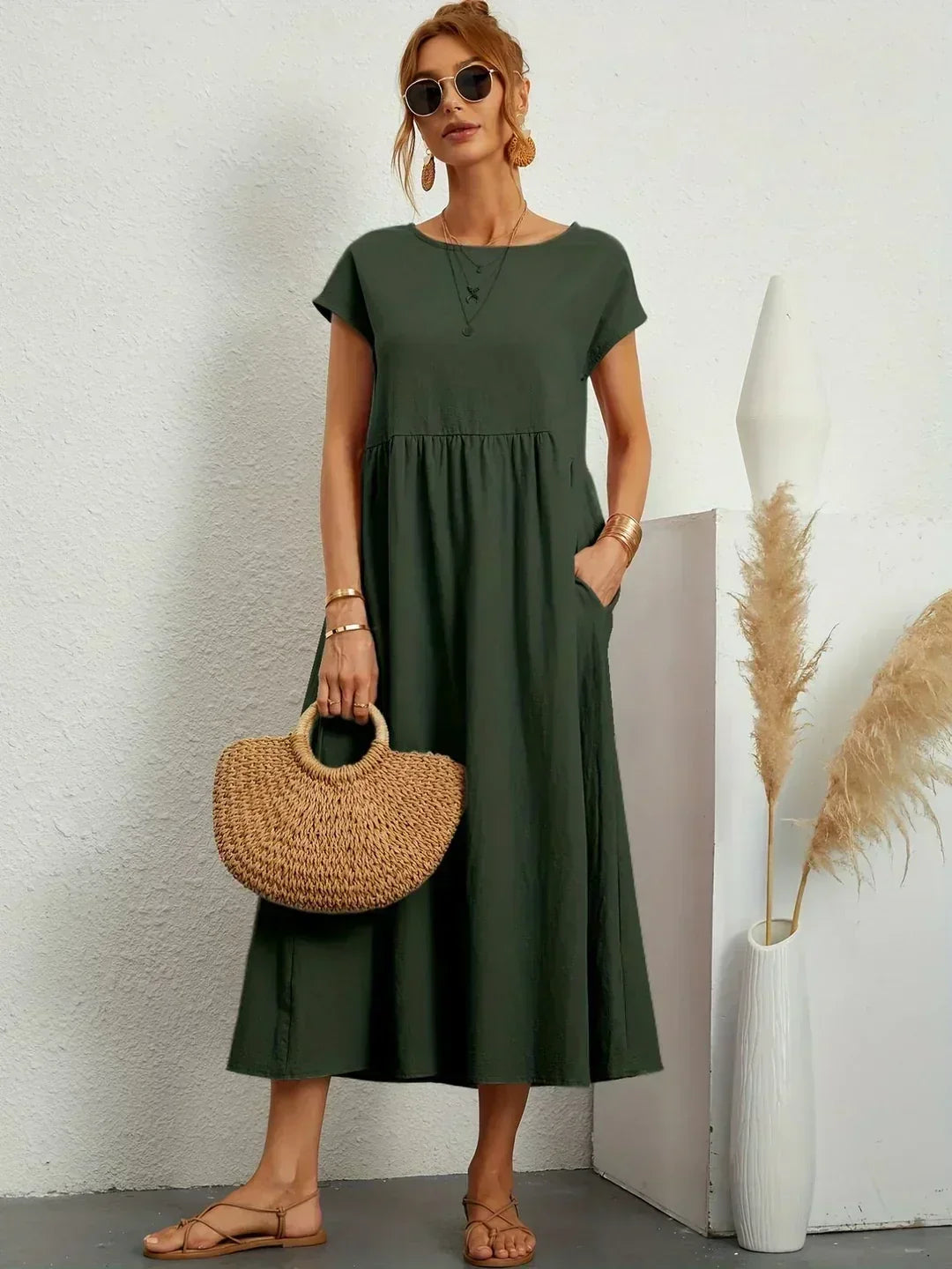 Nerys | Vestido midi blanco transpirable