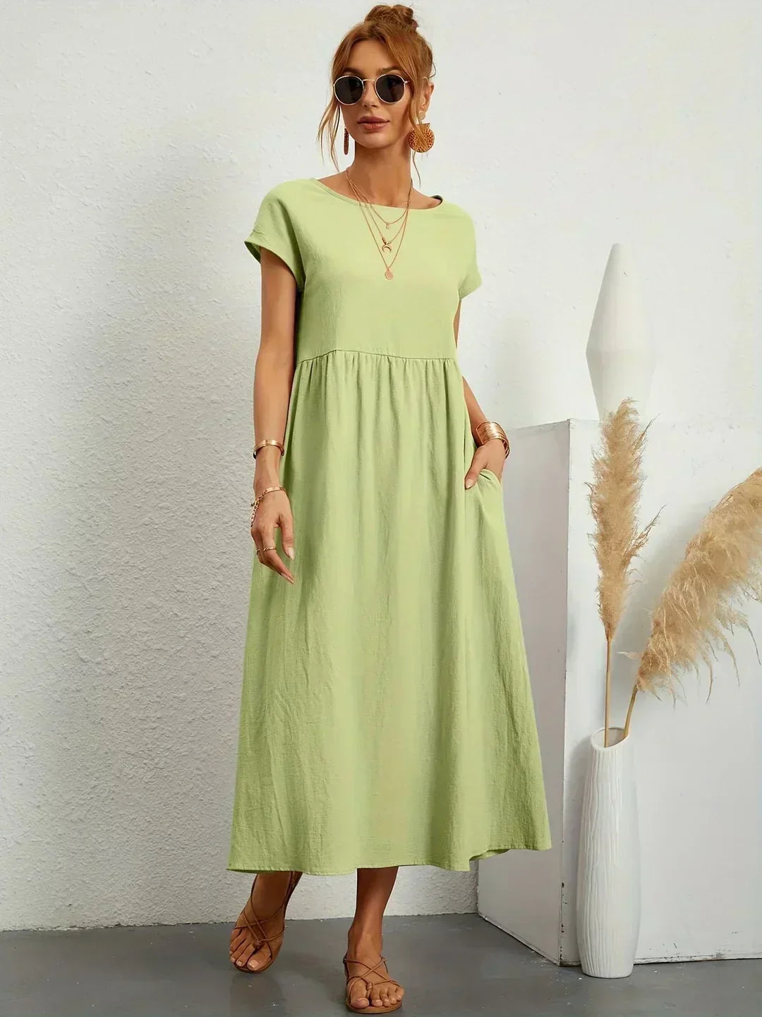 Nerys | Vestido midi blanco transpirable
