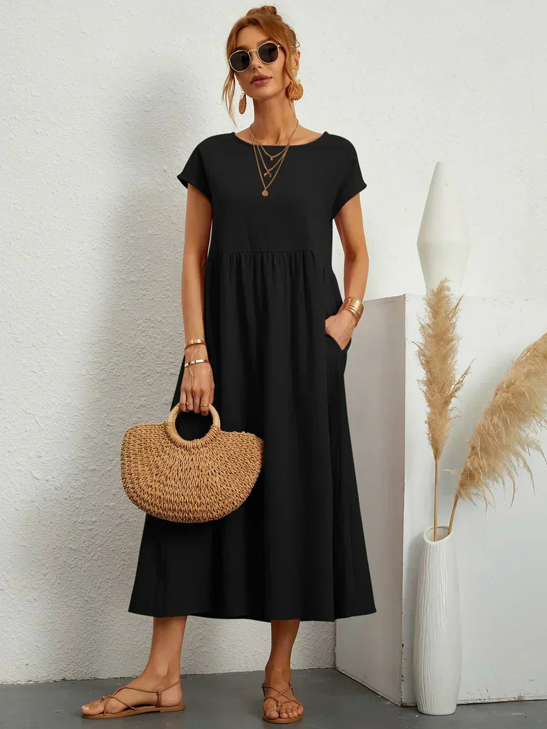 Nerys | Vestido midi blanco transpirable