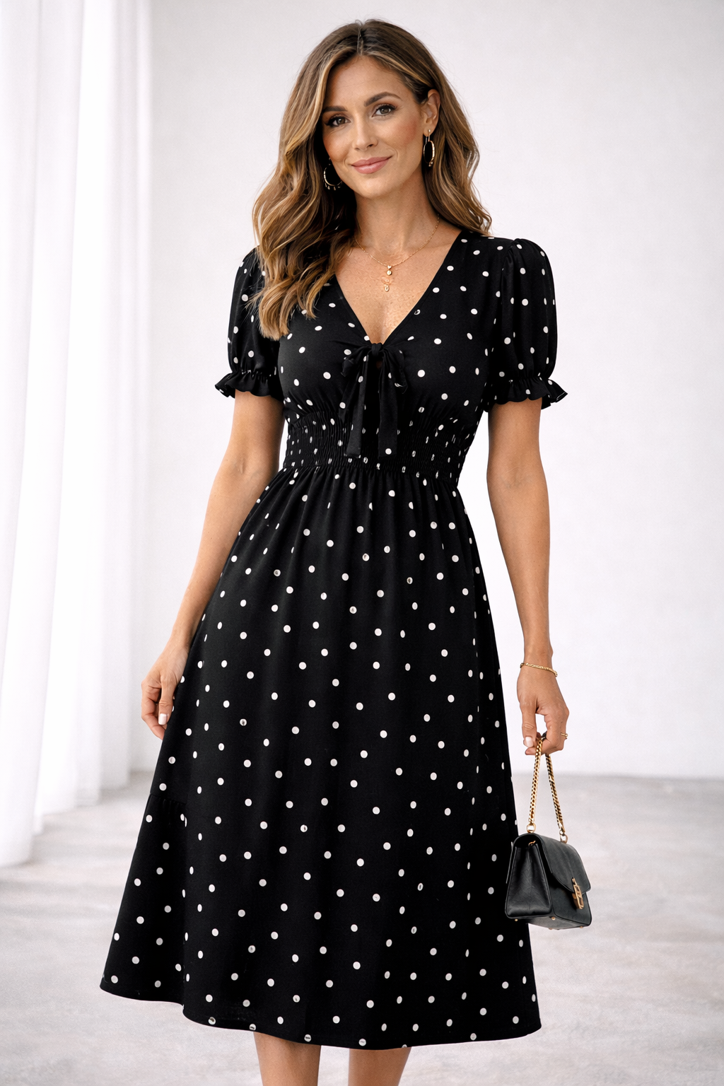 Loveday | Vestido midi de lunares con volantes