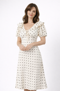 Loveday | Vestido midi de lunares con volantes