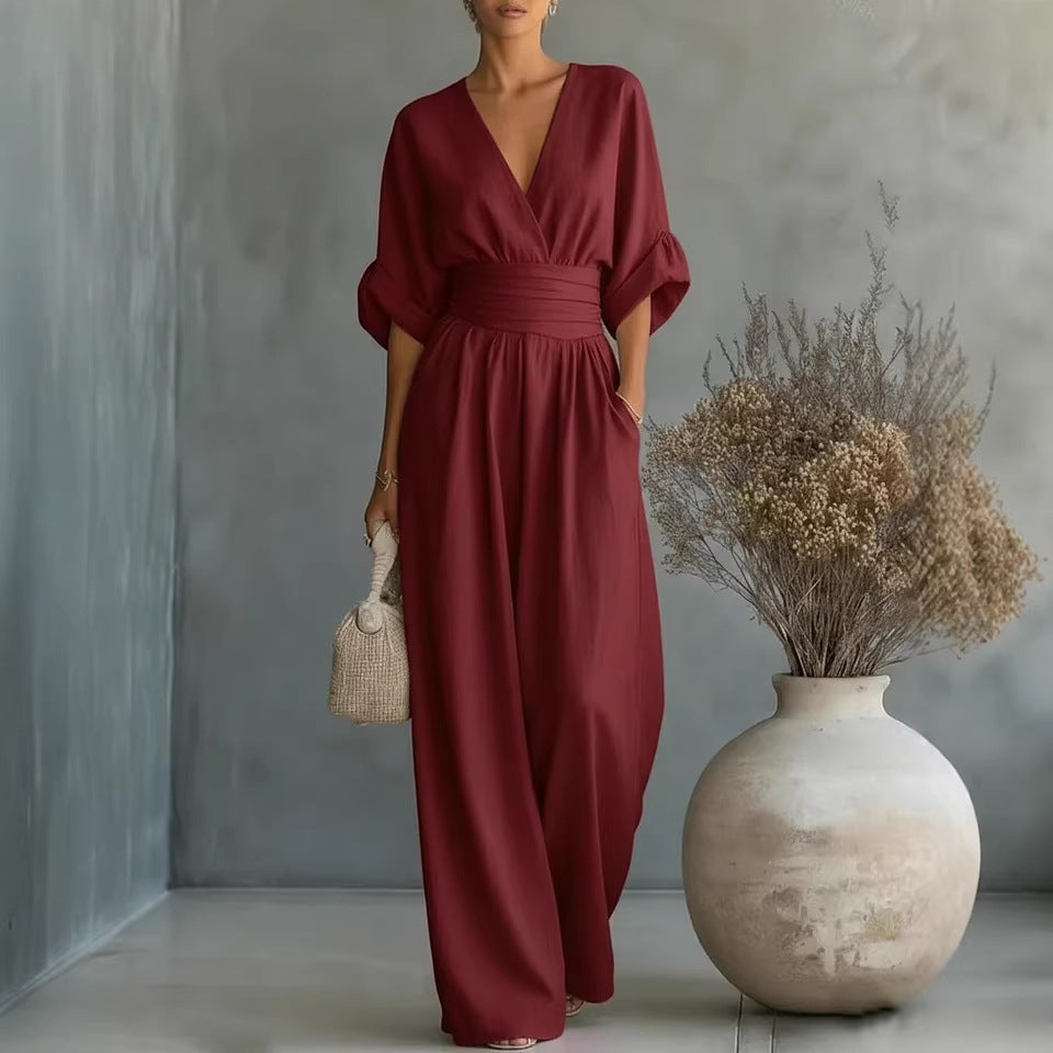 Elowen™ | Mono drapeado y elegante de pierna ancha