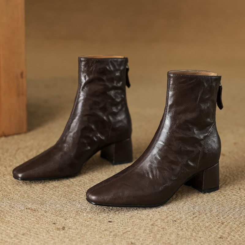 Riona – Botines de Piel Auténtica con Tacón de Bloque