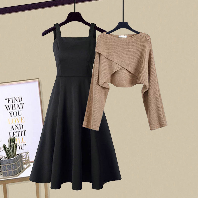 Conjunto de Vestido de Punto Elegante Marvella – Look acogedor de dos piezas para otoño e invierno