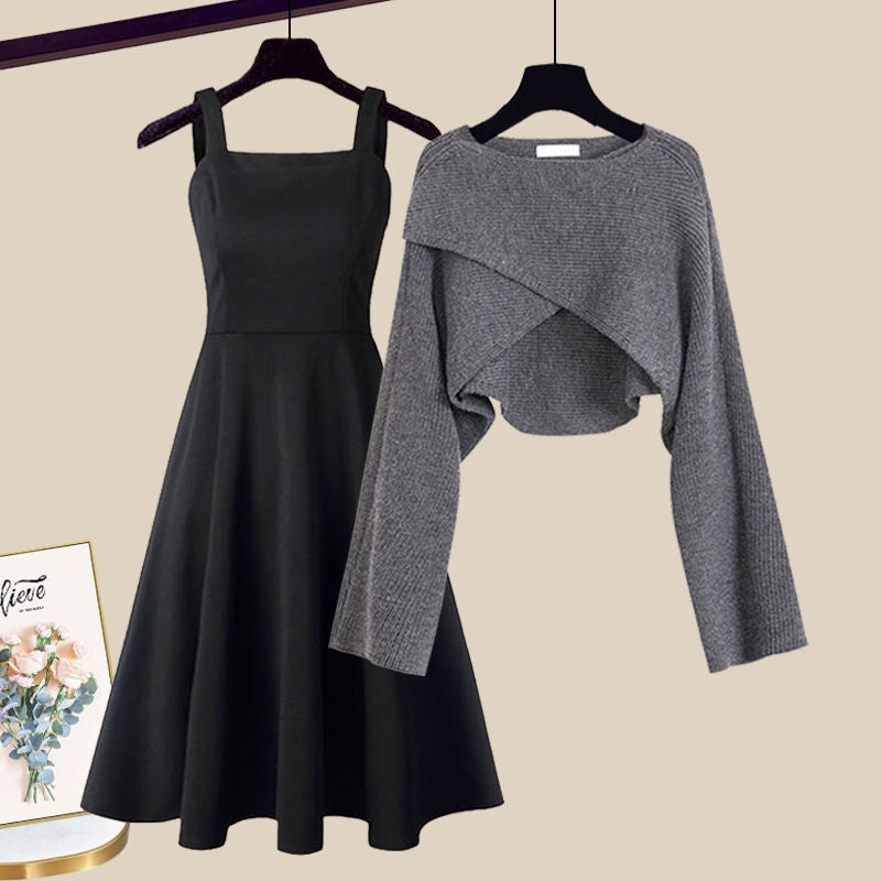 Conjunto de Vestido de Punto Elegante Marvella – Look acogedor de dos piezas para otoño e invierno