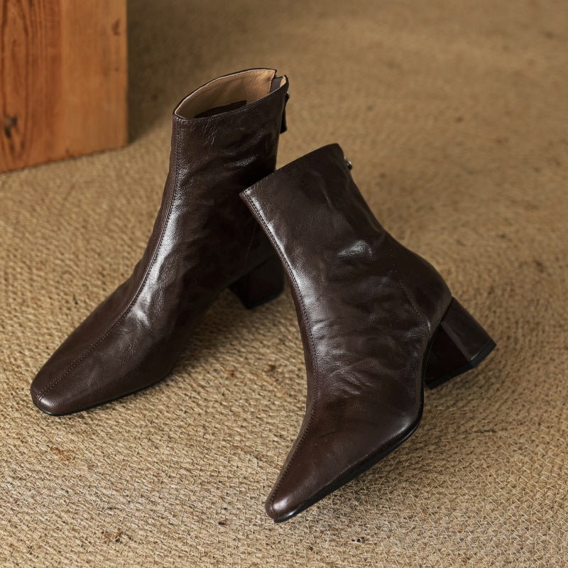Riona – Botines de Piel Auténtica con Tacón de Bloque