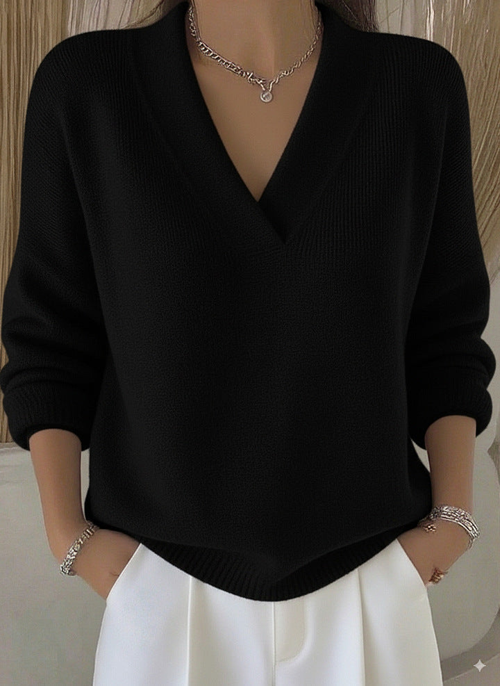 Clara | Jersey de Cuello Pico Rosa Suave con Corte Relajado