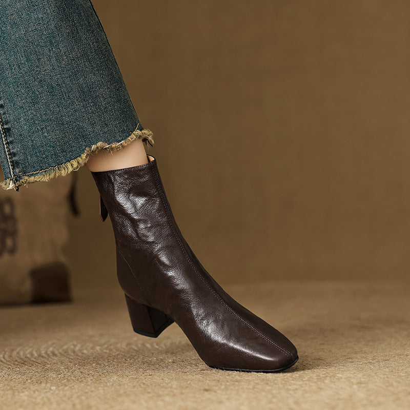 Riona – Botines de Piel Auténtica con Tacón de Bloque