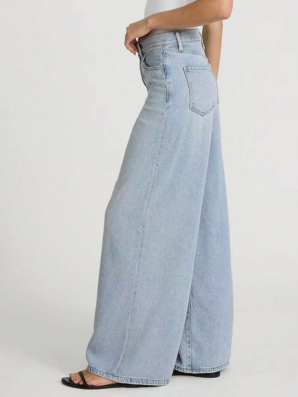 Vaqueros de pierna recta azul claro para mujer | Estilo street de corte relajado