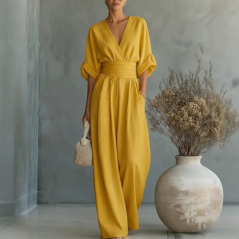 Elowen™ | Mono drapeado y elegante de pierna ancha