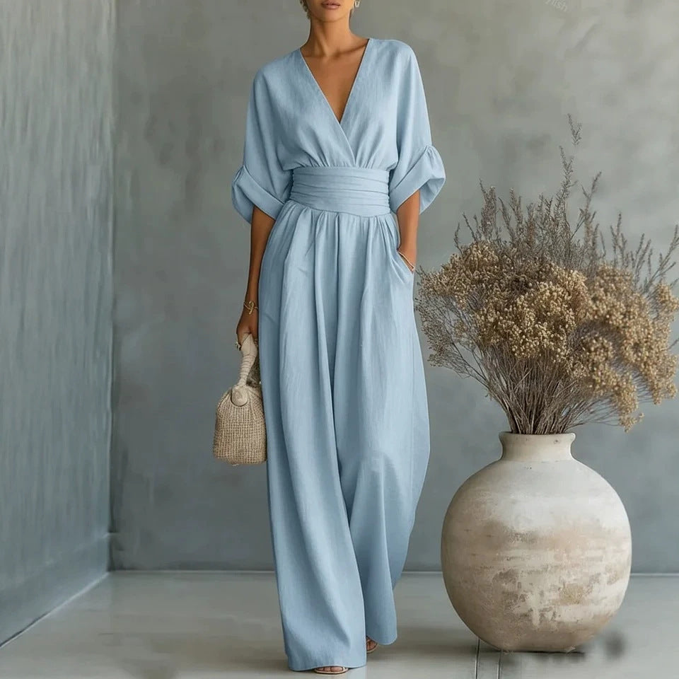 Elowen™ | Mono drapeado y elegante de pierna ancha