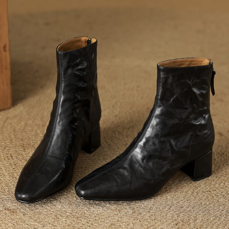 Riona – Botines de Piel Auténtica con Tacón de Bloque