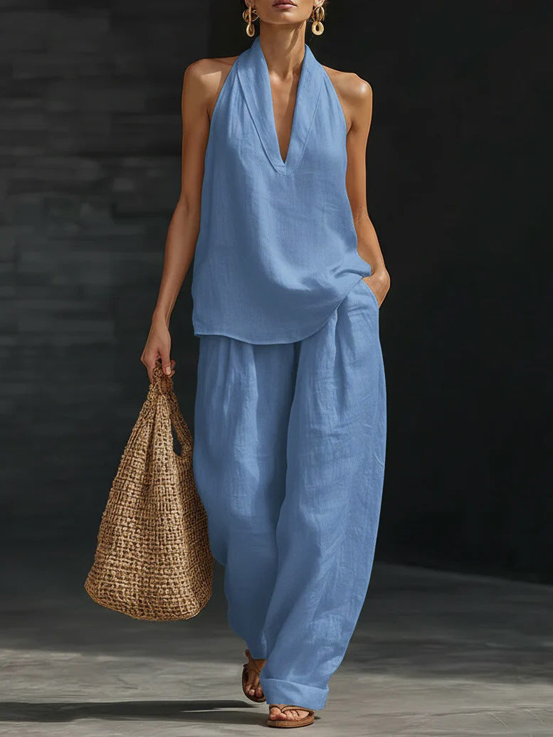 Zoe™ | Conjunto Sin Mangas con Pantalón Ancho