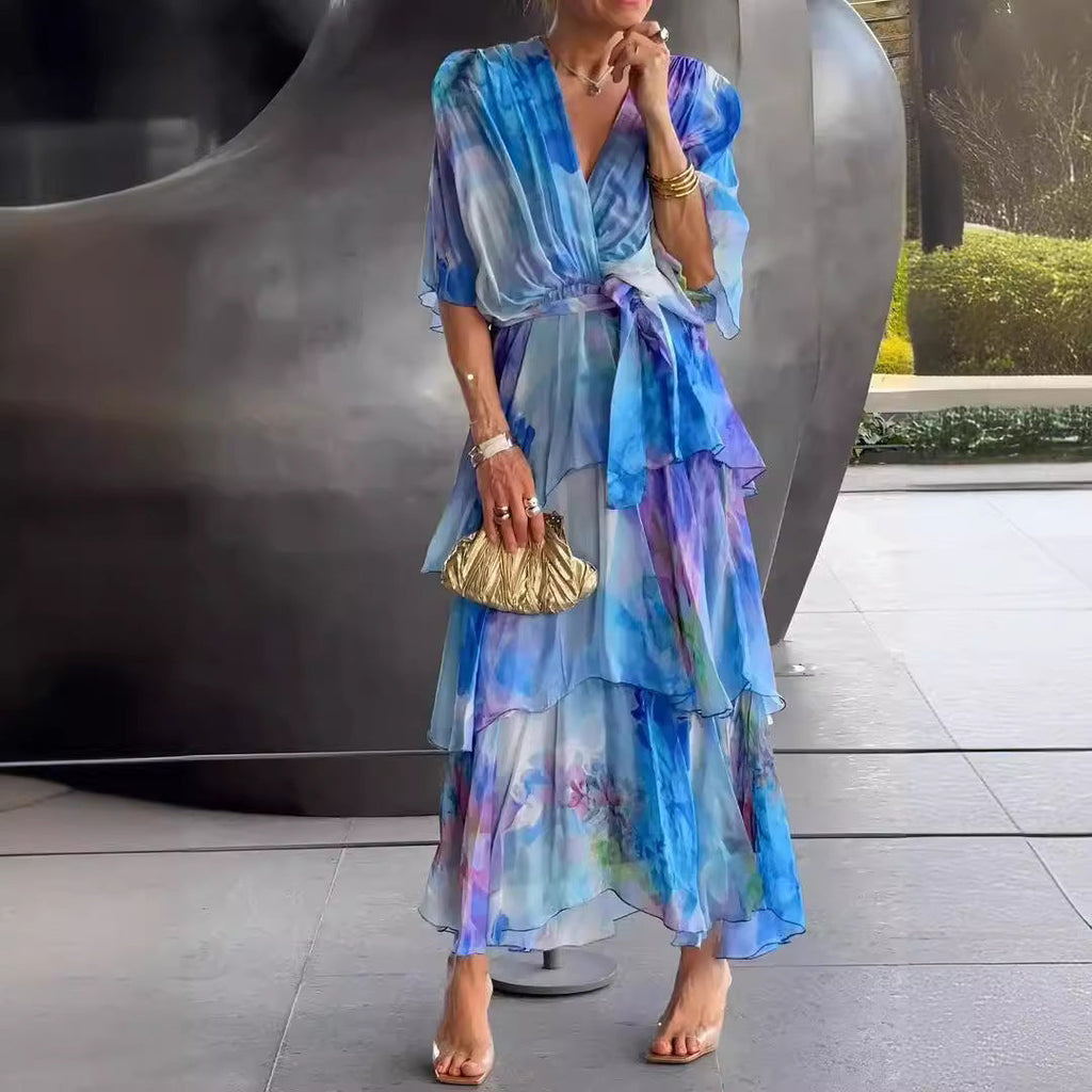Cara | Vestido Escalonado con Mangas Mariposa