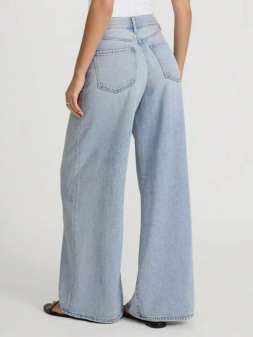 Vaqueros de pierna recta azul claro para mujer | Estilo street de corte relajado