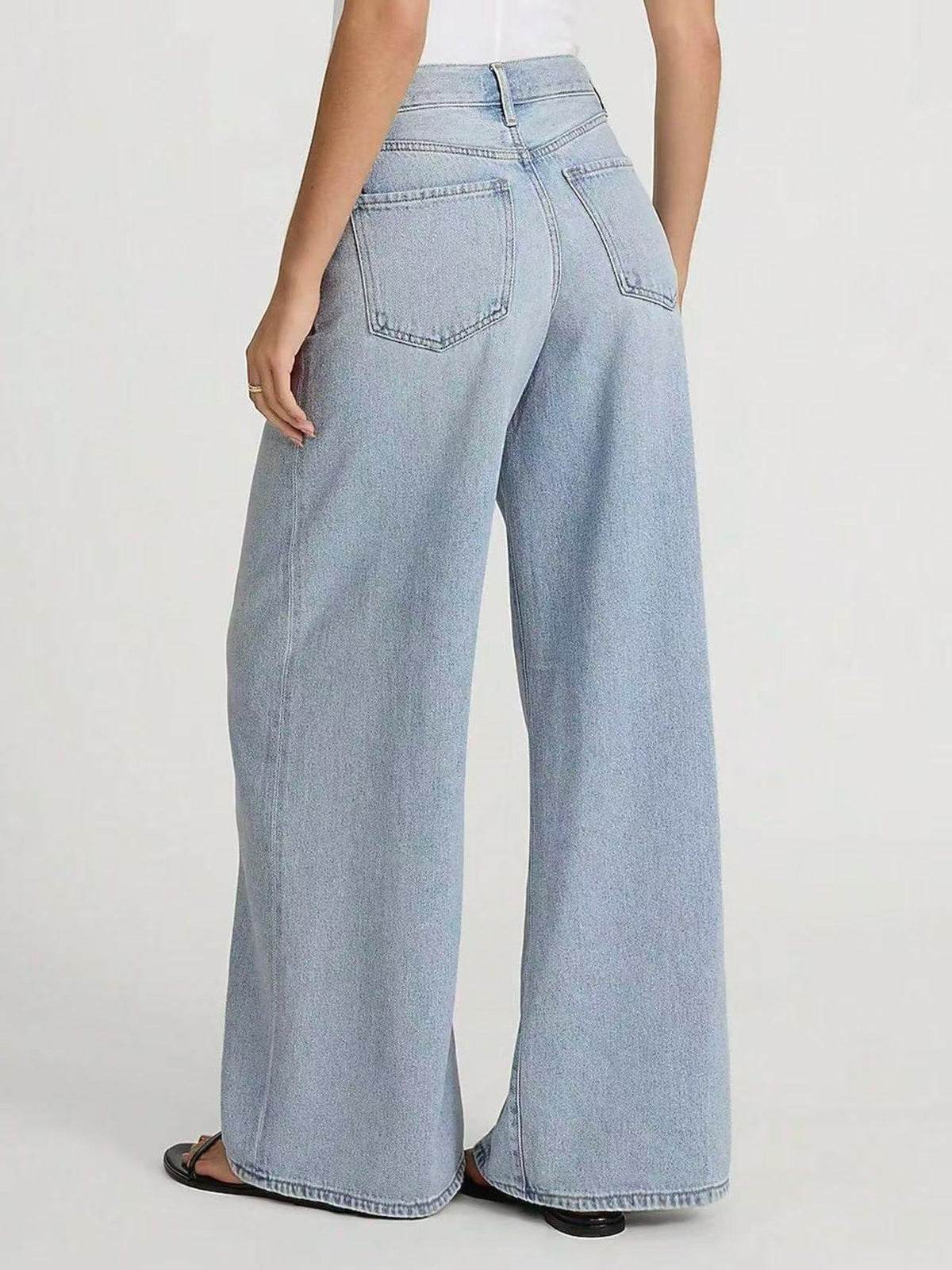 Vaqueros de pierna recta azul claro para mujer | Estilo street de corte relajado