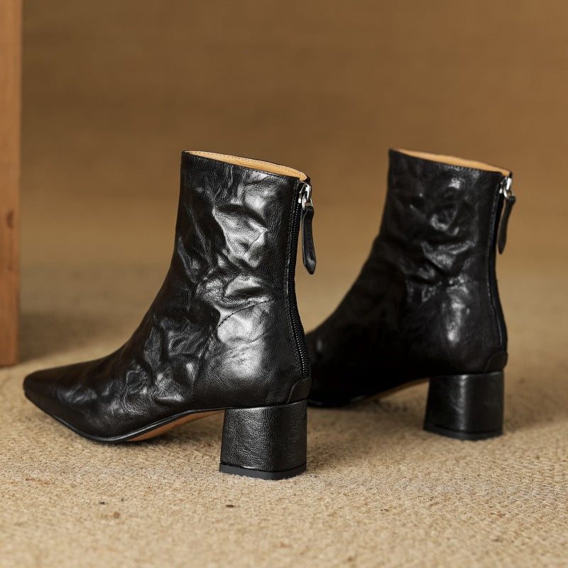 Riona – Botines de Piel Auténtica con Tacón de Bloque