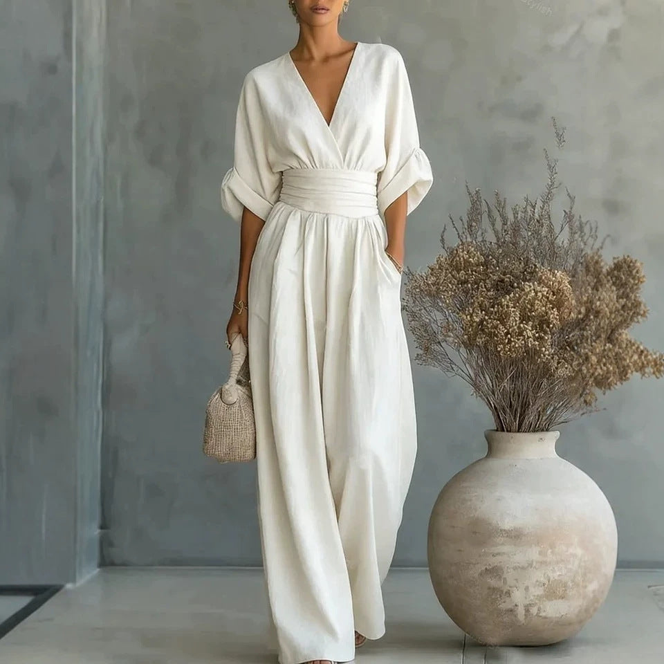 Elowen™ | Mono drapeado y elegante de pierna ancha