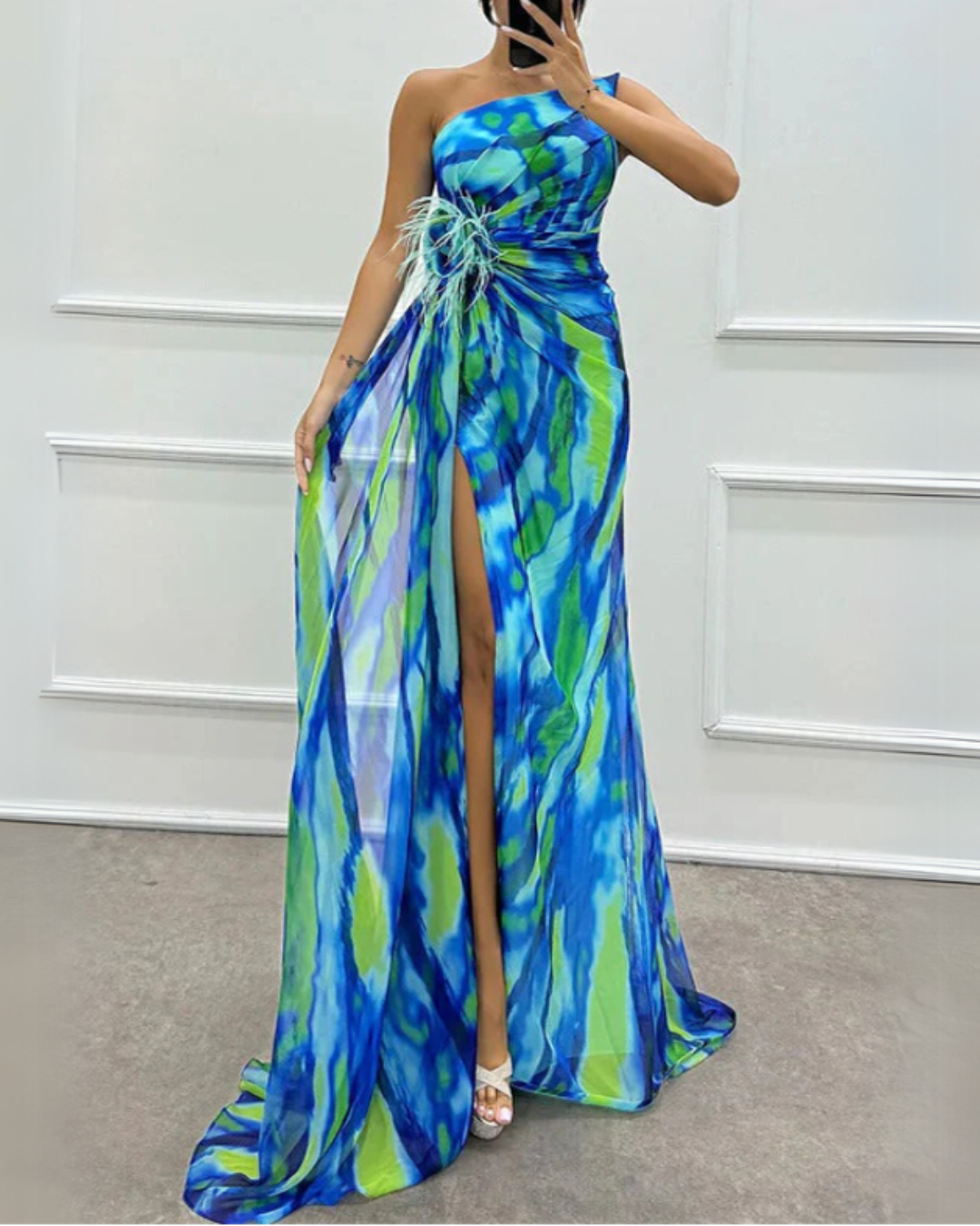 Celia | Vestido de Noche Drapeado de un Hombro