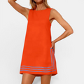 CALINDA™ – Vestido mini bohemio sin mangas en colorblock