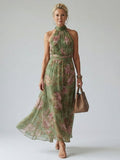 Charlotte-Rose | Vestido midi floral con cuello halter