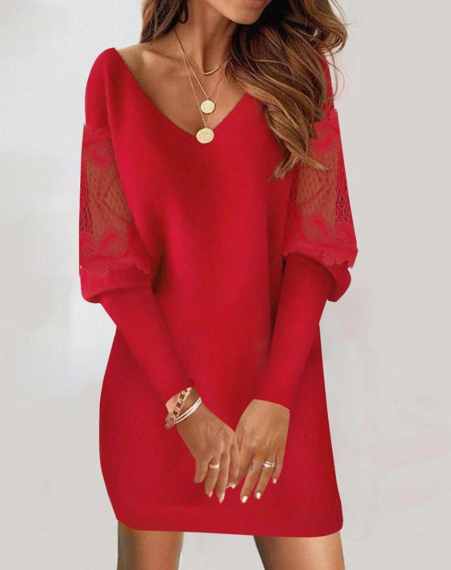 Vestido elegante de mangas de encaje
