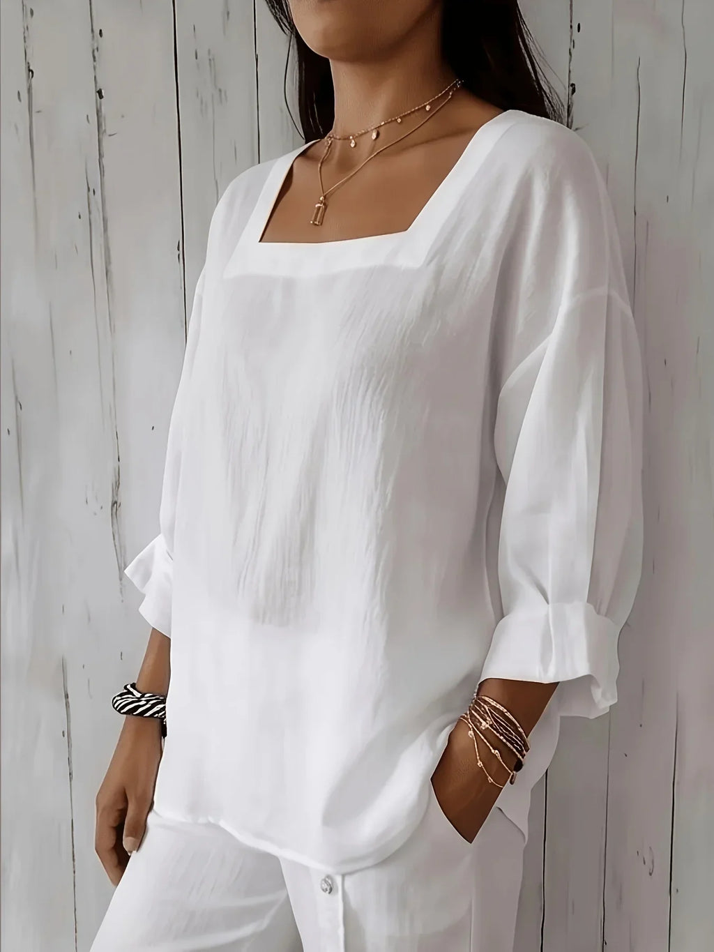 Sabrina - Blusa relajada con escote cuadrado